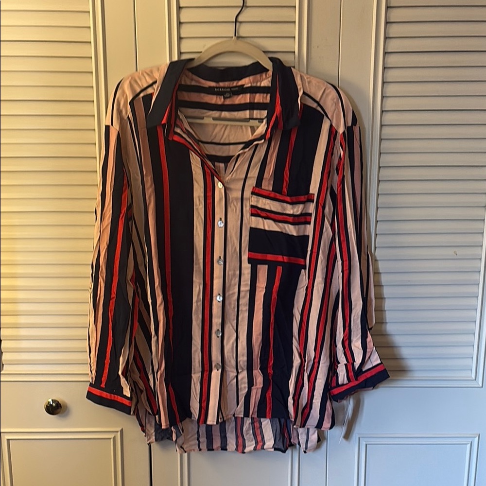 Zac & Rachel Red and Blue Button Down Shirt with Notched Collar